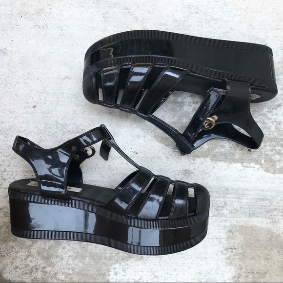 Black Juju Jelly Lookalike Shoes / BARELY WORN - Picture 1 of 4